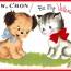 vintage puppy and kitten Valentine's Day Greeting